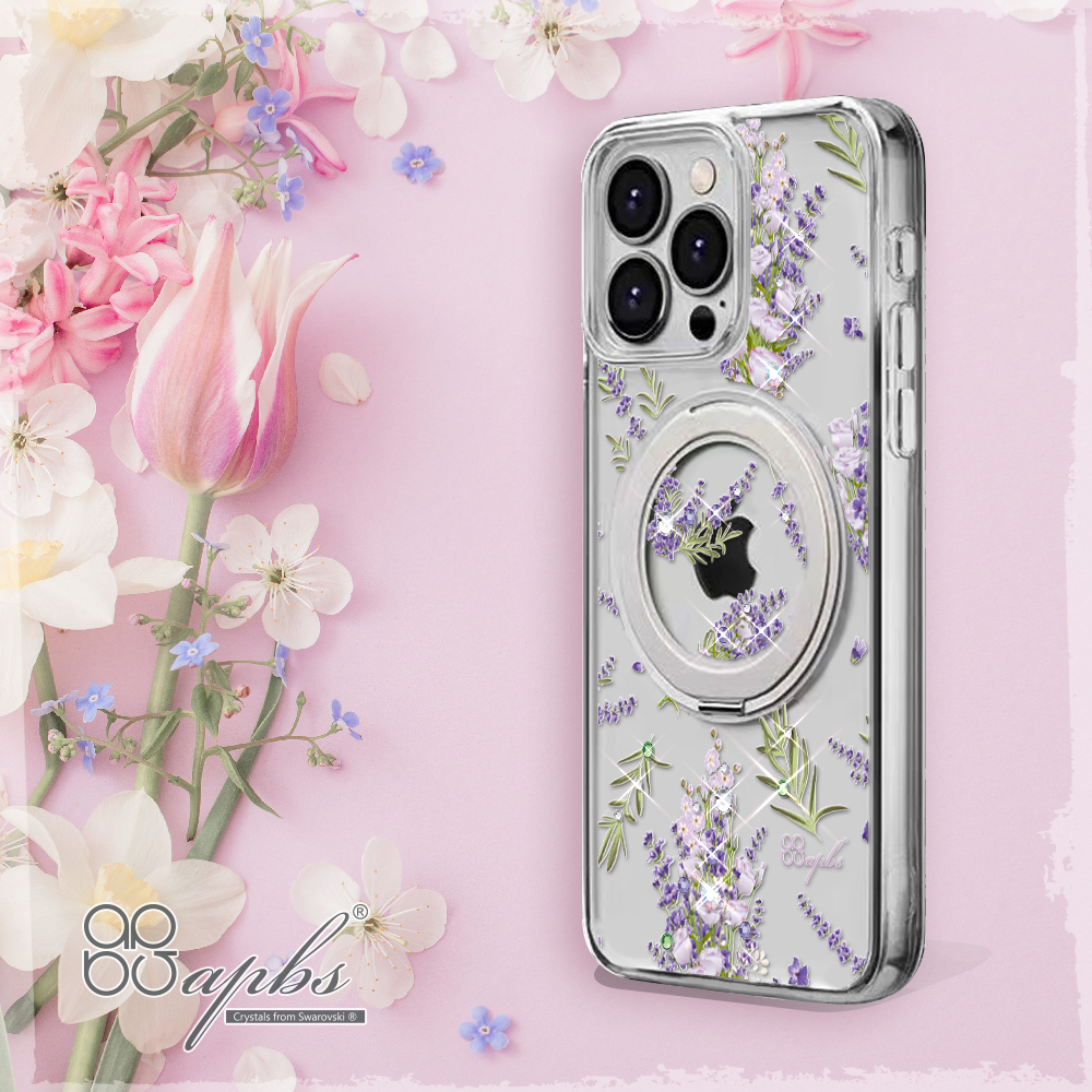 apbs 軍規360旋轉磁吸立架鑽殼-小清新-櫻花(iPhone 16系列),apbs,雅品仕,iPhone 16 Pro Max,iPhone 16 Pro,iPhone 16 Plus,iPhone 16,輕薄,軍規,防摔,磁吸,magsafe,水鑽