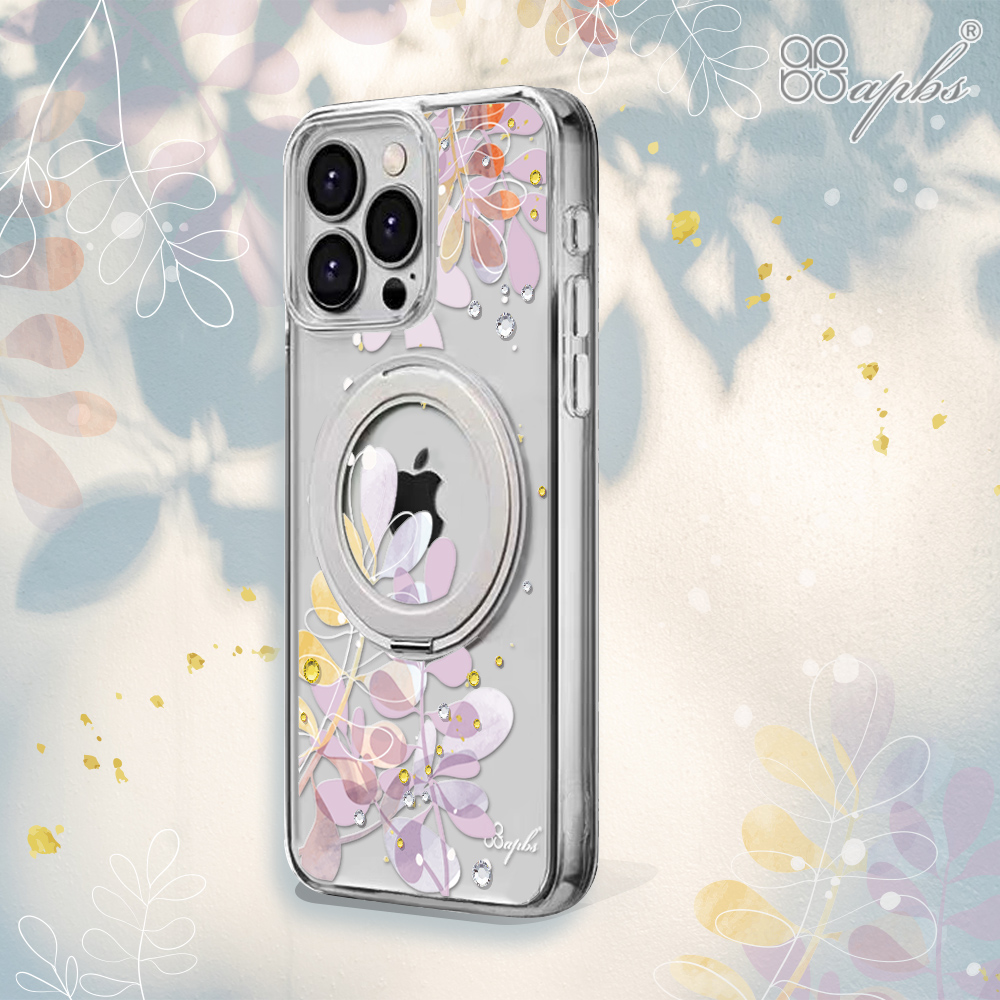 apbs 軍規360旋轉磁吸立架鑽殼-小清新-櫻花(iPhone 16系列),apbs,雅品仕,iPhone 16 Pro Max,iPhone 16 Pro,iPhone 16 Plus,iPhone 16,輕薄,軍規,防摔,磁吸,magsafe,水鑽