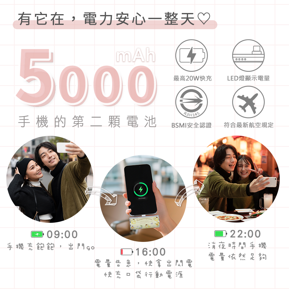 三麗鷗 閃電快充口袋行動電源-花語系列iPhone,Samsung,apbs,雅品仕,捷泰國際有限公司,三麗鷗,Sanrio,行動電源,Type-C, Lightning